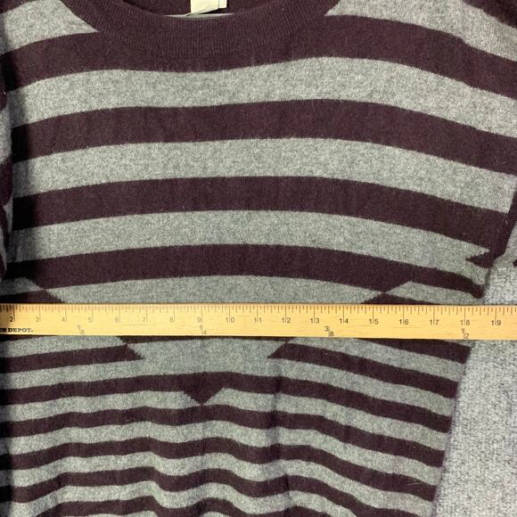 100% Cashmere Sweater Women's Size M Striped Geometric - Picture 3 of 8